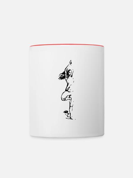 Zeichnung Dame Yoga - Tasse zweifarbig - Weiß/Rot