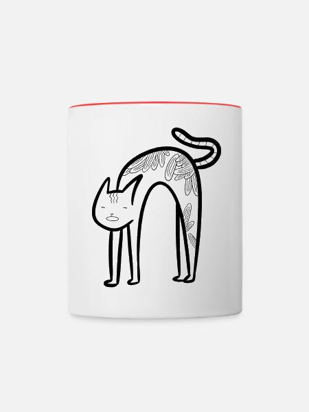 Lustige Katze - Tasse zweifarbig - Weiß/Rot