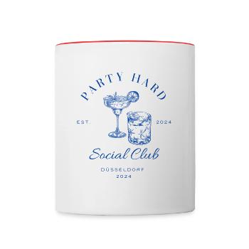 Party Hard Social Club Düsseldorf - Tasse zweifarbig - Weiß/Rot - Vorne