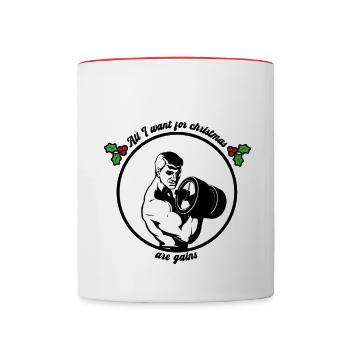 All I want for christmas are gains - Tasse zweifarbig - Weiß/Rot - Vorne