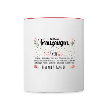 Lieblingstrauzeugin - Trauzeugin Fragen - Tasse zweifarbig - Weiß/Rot - Vorne