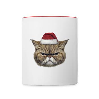 Grumpy Christmas Cat - Tasse zweifarbig - Weiß/Rot - Vorne