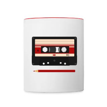 Cassette with pencil - Contrasting Mug - white/red - Front