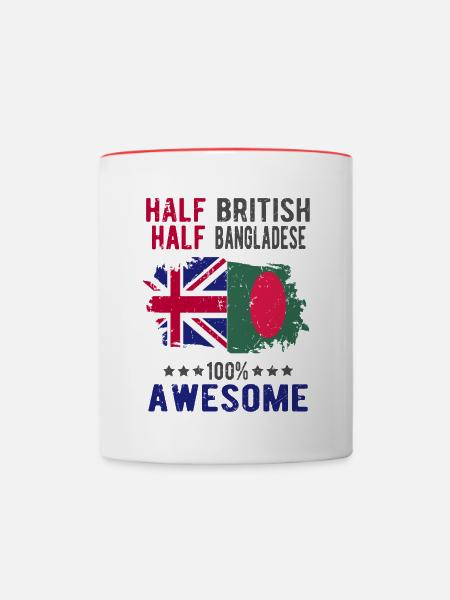 Halb Brite Halb Bangladescher - Tasse zweifarbig - Weiß/Rot