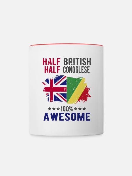 Halb Brite Halb Kongolese - Tasse zweifarbig - Weiß/Rot