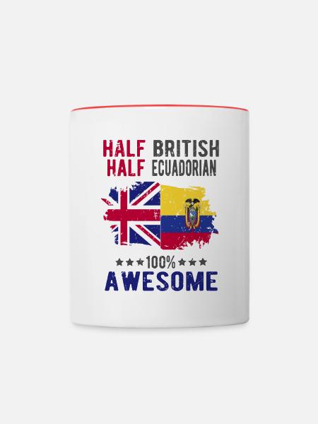 Halb Brite Halb Ecuadorianer - Tasse zweifarbig - Weiß/Rot