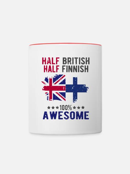 Halb Brite Halb Finne - Tasse zweifarbig - Weiß/Rot