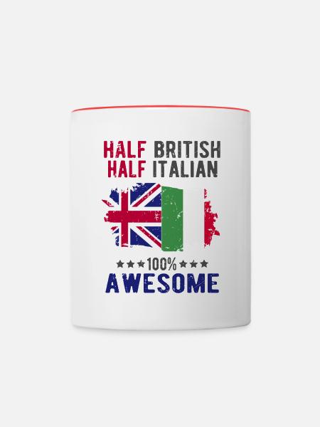 Halb Brite Halb Italiener - Tasse zweifarbig - Weiß/Rot