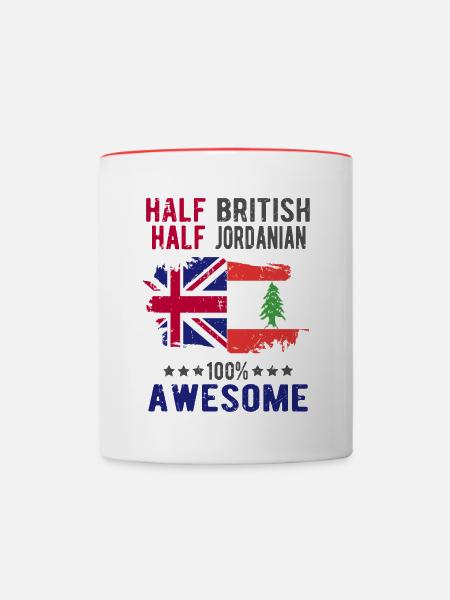 Halb Brite Halb Jordanier - Tasse zweifarbig - Weiß/Rot