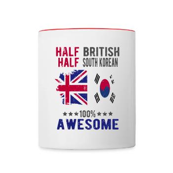 Moitié Britannique moitié Sud-Coréens - Mug contrasté - blanc/rouge - Devant