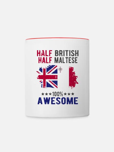 Halb Brite Halb Mateser - Tasse zweifarbig - Weiß/Rot