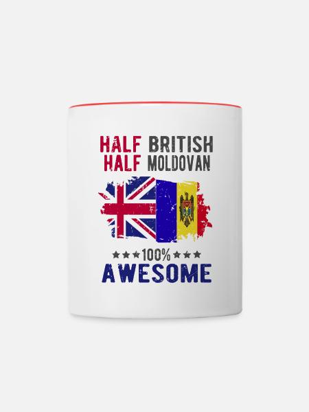 Halb Brite Halb Moldawier - Tasse zweifarbig - Weiß/Rot