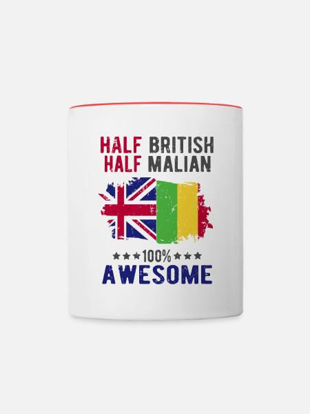 Halb Brite Halb Malier - Tasse zweifarbig - Weiß/Rot
