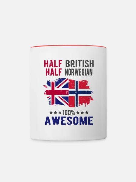 Halb Brite Halb Norweger - Tasse zweifarbig - Weiß/Rot