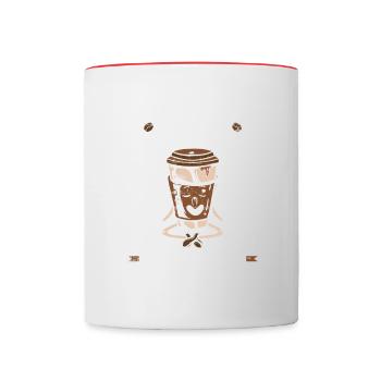Coffee Lover Coffein Lovers Cappuccino Design - Tasse zweifarbig - Weiß/Rot - Vorne