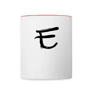 Lettre coréenne T - Mug contrasté - blanc/rouge - Devant