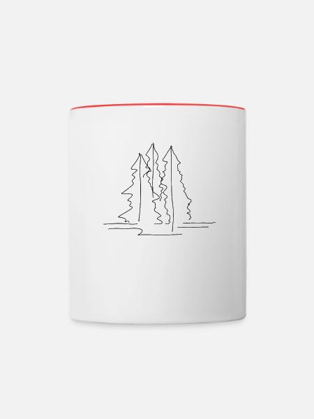 Baum Lineart - Tasse zweifarbig - Weiß/Rot