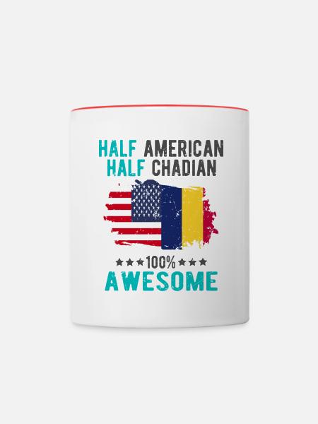 Halb Amerikaner Halb Tschader - Tasse zweifarbig - Weiß/Rot