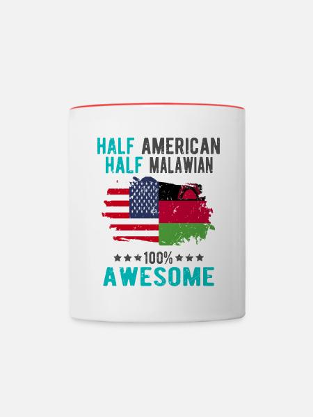 Halb Amerikaner Halb Malawi - Tasse zweifarbig - Weiß/Rot