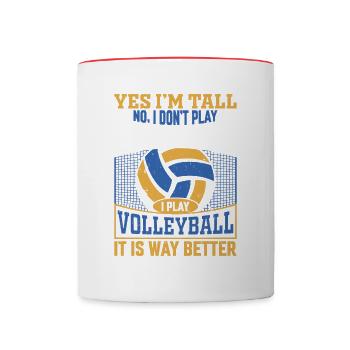 Grands amateurs de volley-ball - taille et volleyball - Mug contrasté - blanc/rouge - Devant