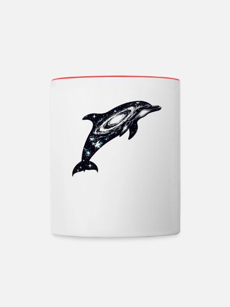 Dolphin Space Galaxy Universum - Tasse zweifarbig - Weiß/Rot