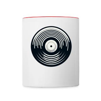 Disque vinyle - Mug contrasté - blanc/rouge - Devant