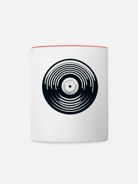 Vinyl-Schallplatte - Tasse zweifarbig - Weiß/Rot