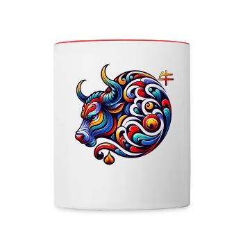 Chinese Zodiac Ox Astrological Sign Elegant - Contrasting Mug - white/red - Front