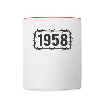Anniversaire Vintage 1958 fil de fer barbelé - Mug contrasté - blanc/rouge - Devant