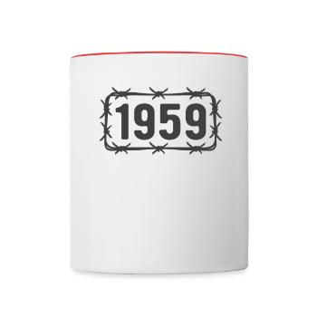 Anniversaire Vintage 1959 fil de fer barbelé - Mug contrasté - blanc/rouge - Devant