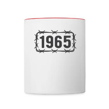 Anniversaire Vintage 1965 fil de fer barbelé - Mug contrasté - blanc/rouge - Devant