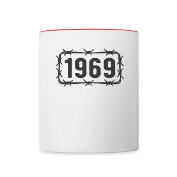 Anniversaire Vintage 1969 fil de fer barbelé - Mug contrasté - blanc/rouge - Devant