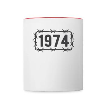 Anniversaire Vintage 1974 fil de fer barbelé - Mug contrasté - blanc/rouge - Devant