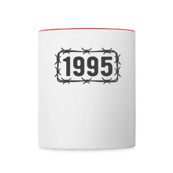 Anniversaire Vintage 1995 fil de fer barbelé - Mug contrasté - blanc/rouge - Devant