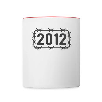 Anniversaire Vintage 2012 fil de fer barbelé - Mug contrasté - blanc/rouge - Devant