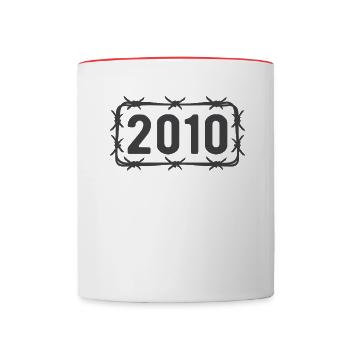 Anniversaire Vintage 2010 fil de fer barbelé - Mug contrasté - blanc/rouge - Devant