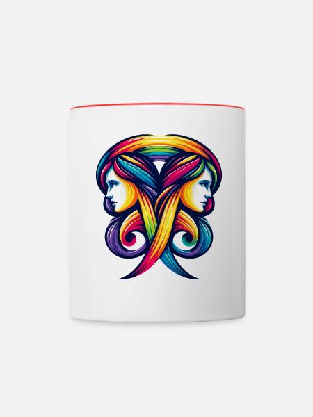 Gemini Zodiac Regenbogen Harmonie Design - Tasse zweifarbig - Weiß/Rot