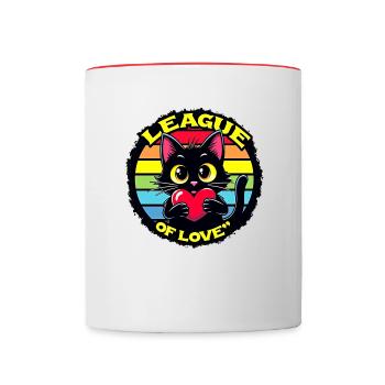 saint valentin chat mignon " league of love " - Mug contrasté - blanc/rouge - Devant