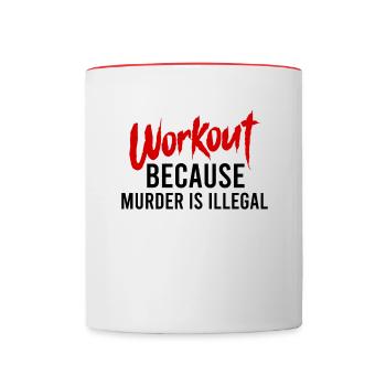 Bodybuilding Powerlifting Weightlifting Fitness - Contrasting Mug - white/red - Front