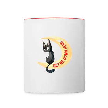 Katze auf dem Mond - Tasse zweifarbig - Weiß/Rot - Vorne
