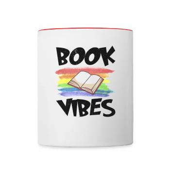 Book Reader Reading Literature Bookworm Gift Idea - Contrasting Mug - white/red - Front