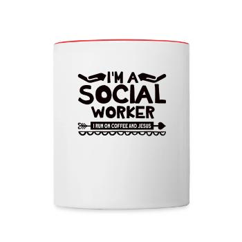 Travail social de l’école des travailleurs sociaux noirs - Mug contrasté - blanc/rouge - Devant