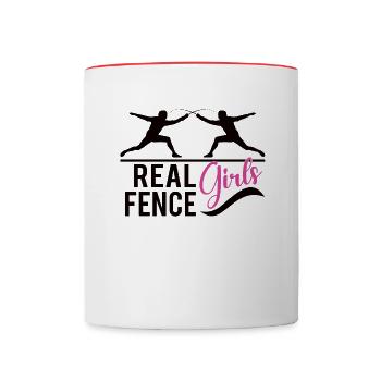 Female Fencing Girl Fencer Fence - Contrasting Mug - white/red - Front