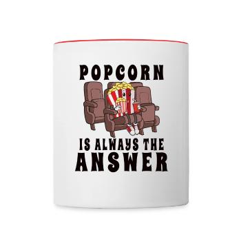 Regarder le cinéma Popcorn Binge Watching - Mug contrasté - blanc/rouge - Devant