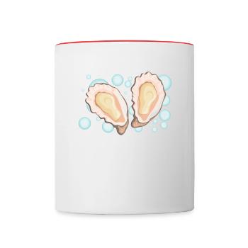Oyster Lovers Drôle d’huître Oyster Shucker - Mug contrasté - blanc/rouge - Devant