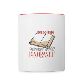 Book Reader Reading Literature Bookworm Gift Idea - Contrasting Mug - white/red - Front