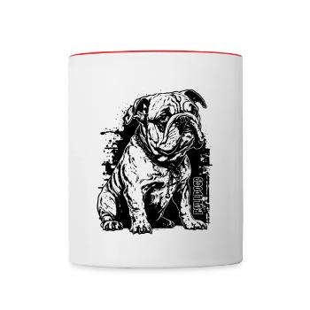 Bulldogs Bulldogge Bild Bulldogge Graffiti - Tasse zweifarbig - Weiß/Rot - Vorne