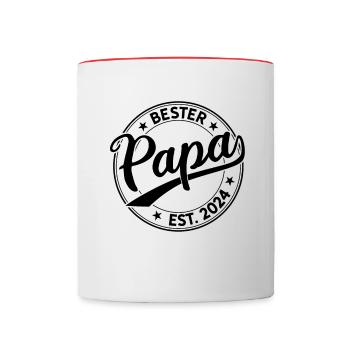 Vater seit 2024 Papa Est. 2024 Bester Papa 2024 - Tasse zweifarbig - Weiß/Rot - Vorne