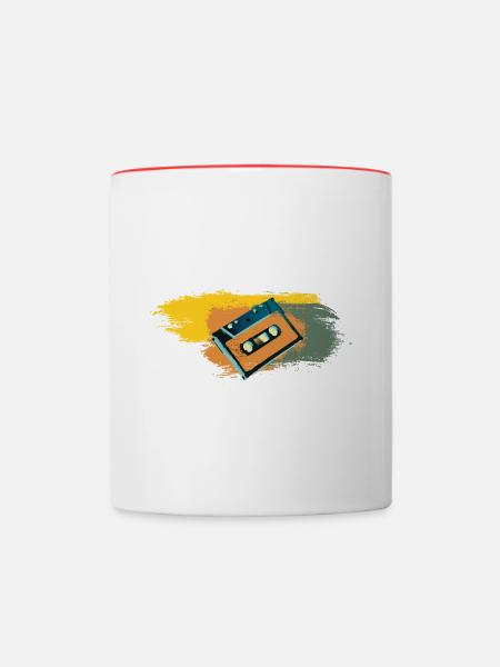 Kassette - Tasse zweifarbig - Weiß/Rot