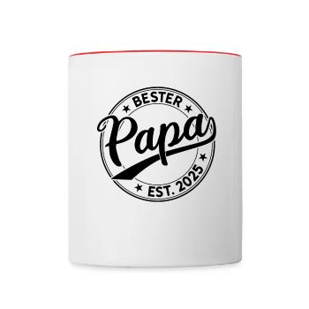 Vater seit 2025 Papa Est. 2025 Bester Papa 2025 - Tasse zweifarbig - Weiß/Rot - Vorne